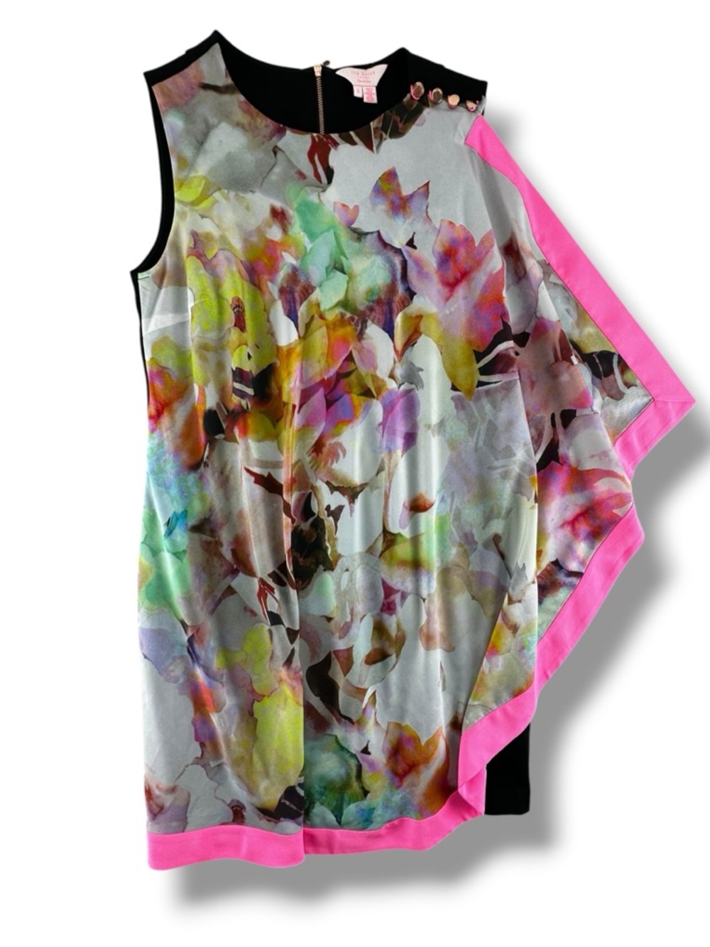 Ted Baker Elsee Floral Cape Layered Dress Black and Pink Size TB 3 - US 8